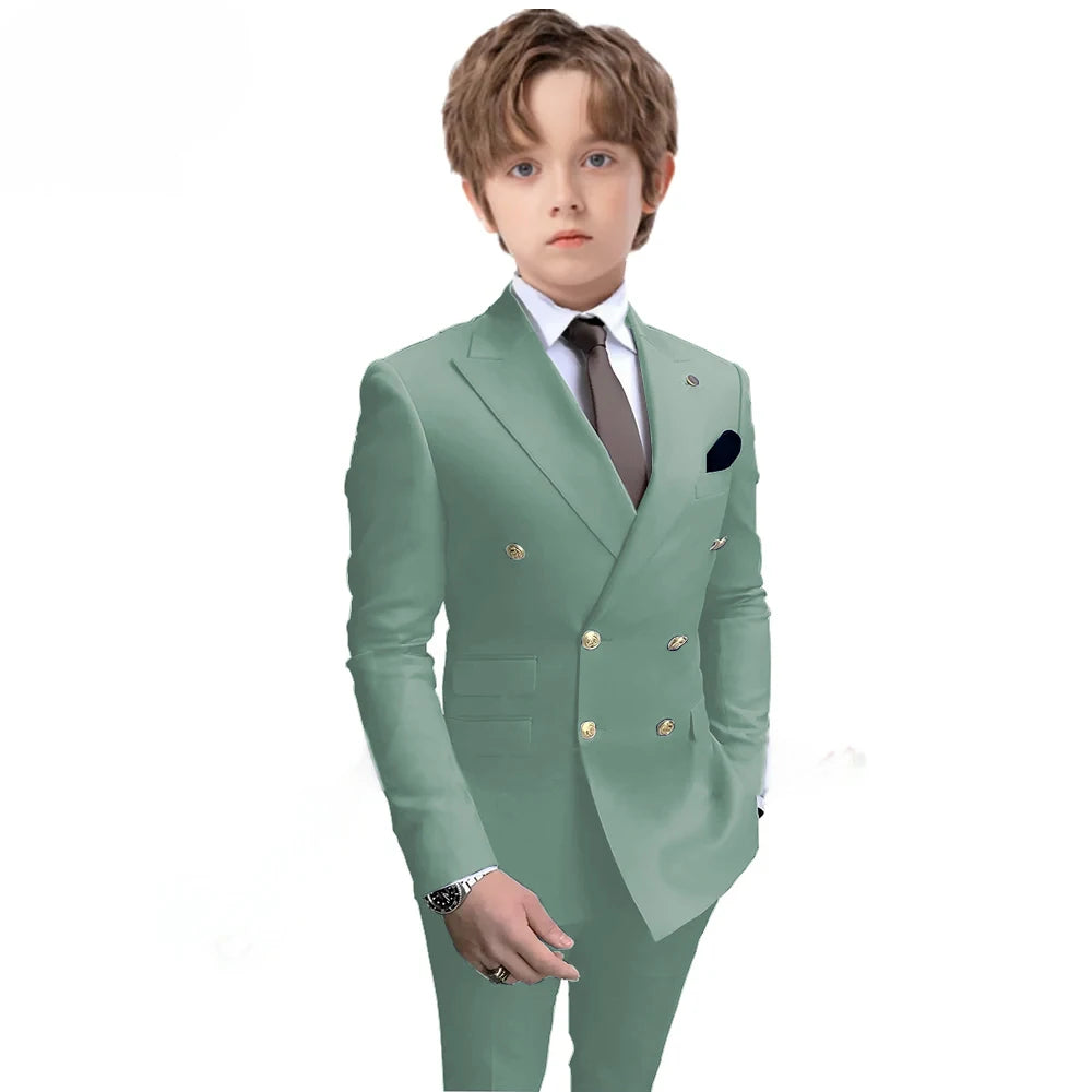 Boys 2 Piece Suit Double Breasted Blazer for Kids