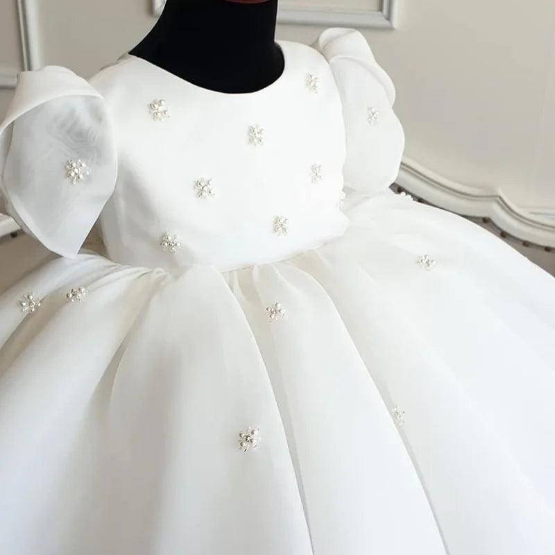 White Round Neck Princess Dress