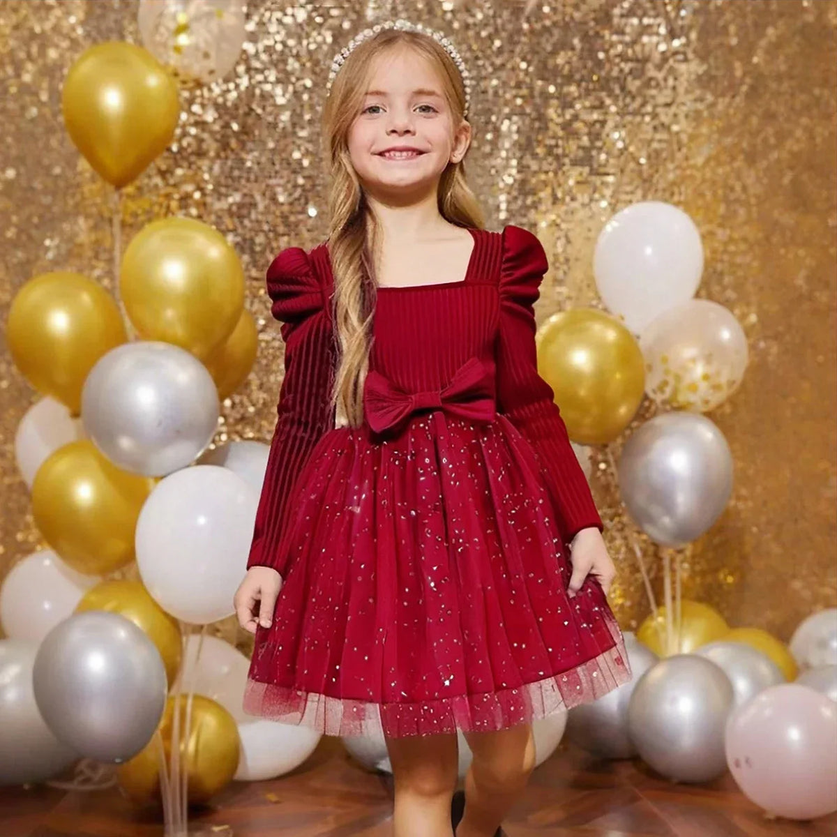 Girls 3-8Y  Full Sleeve  Dress for Christmas & New Year