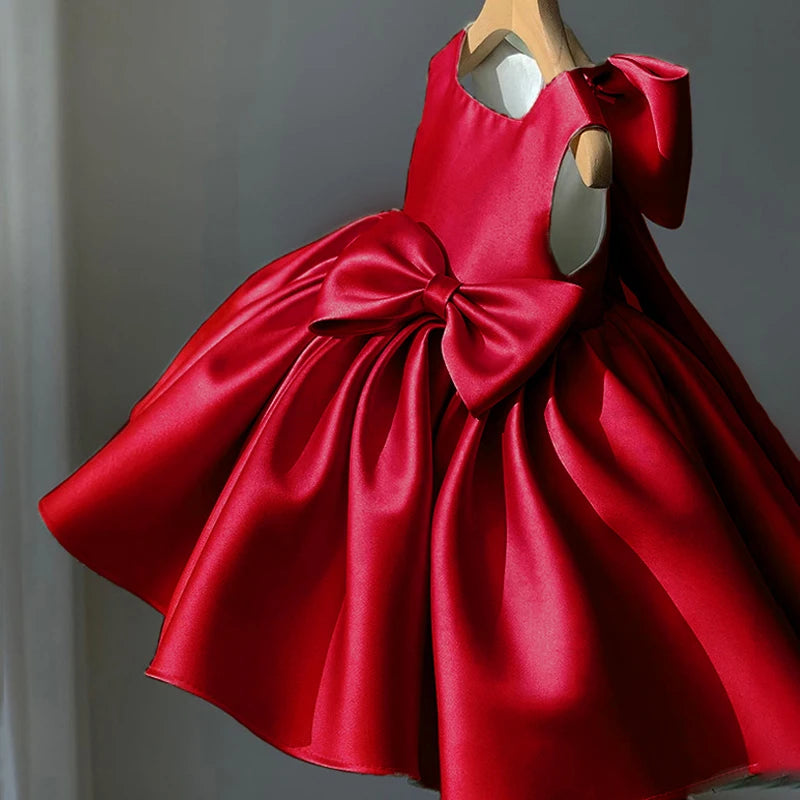 Big Bow Baby Girls Party Dress For  Christmas