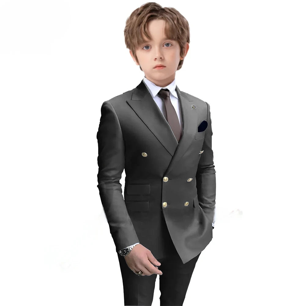 Boys 2 Piece Suit Double Breasted Blazer for Kids