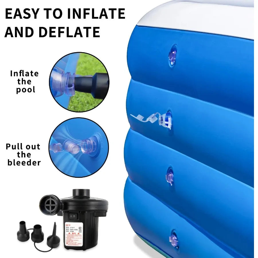 Inflatable Swimming Pool 70x55x29 inch Inflatable Family Swimming Pool