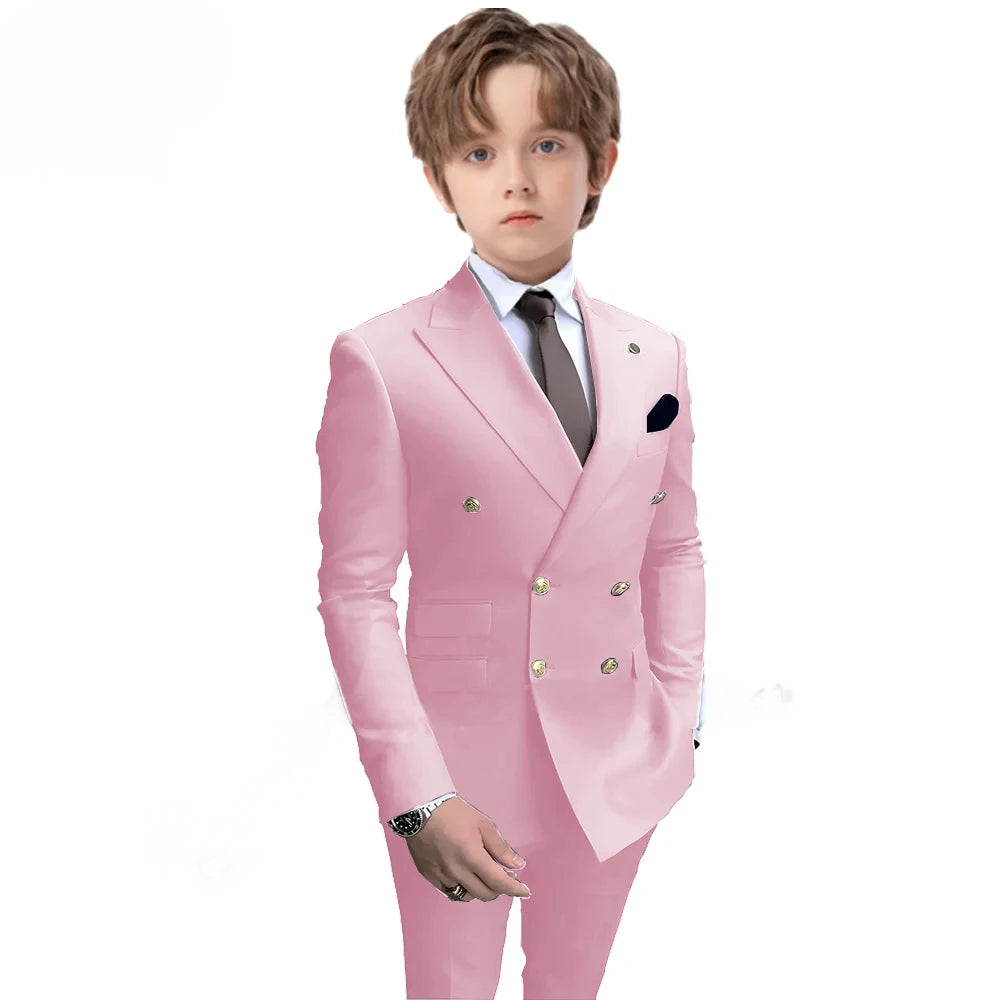 Boys 2 Piece Suit Double Breasted Blazer for Kids