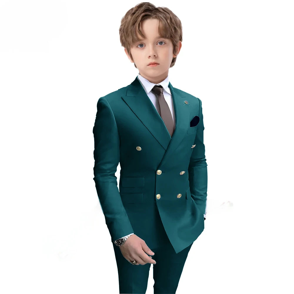 Boys 2 Piece Suit Double Breasted Blazer for Kids