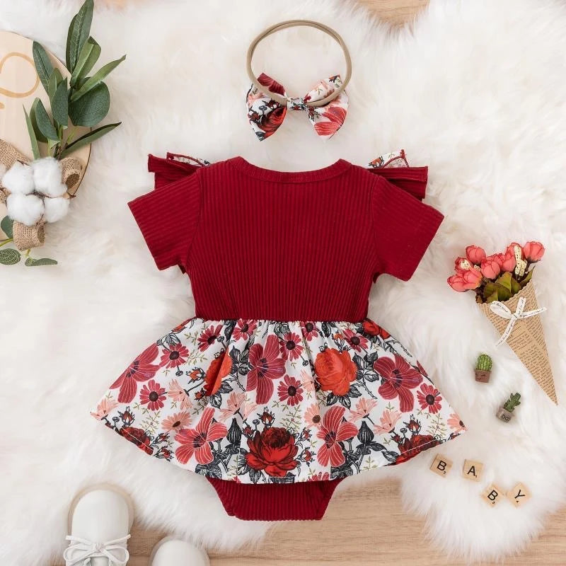 Baby Girl Dress With Bowknot Striped Jumpsuit