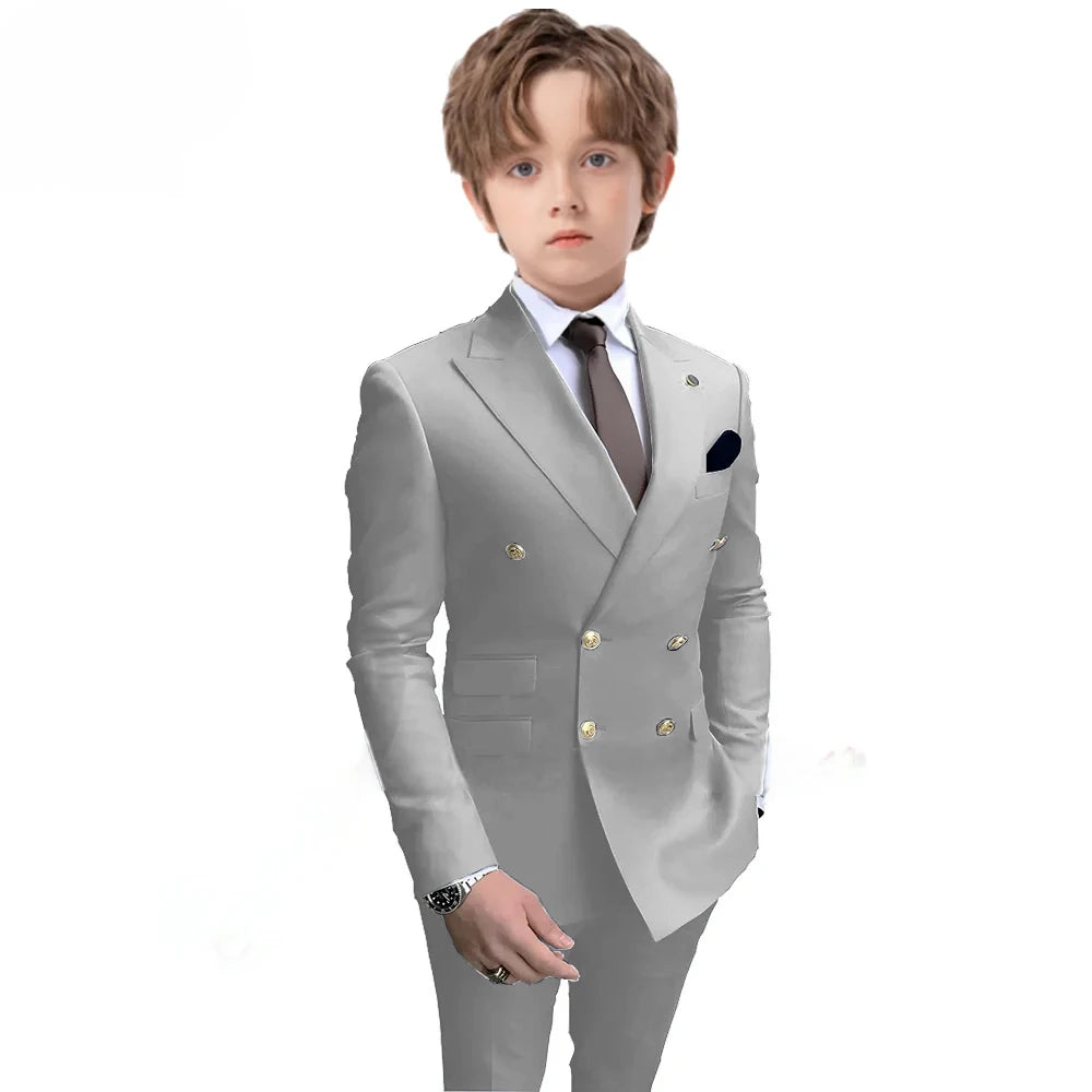Boys 2 Piece Suit Double Breasted Blazer for Kids