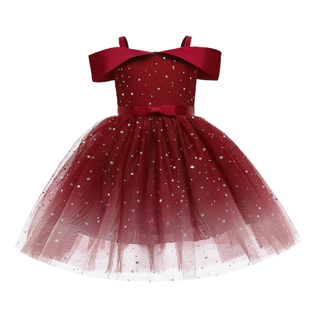 Star Sequin Girls Dress For Christmas