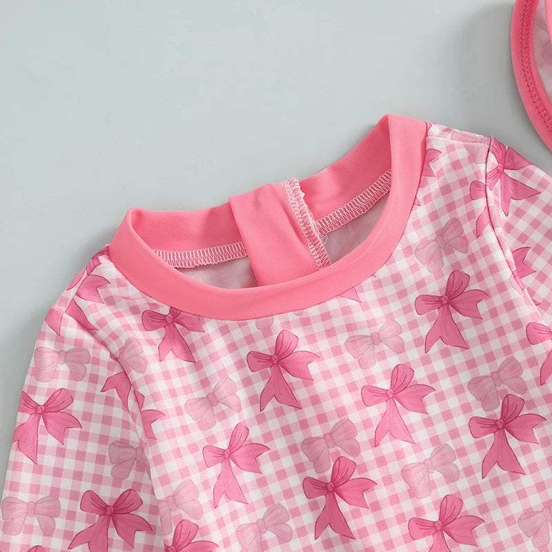 1-4T Children Baby Girl Rash Guard Swimsuit, Long Sleeve
