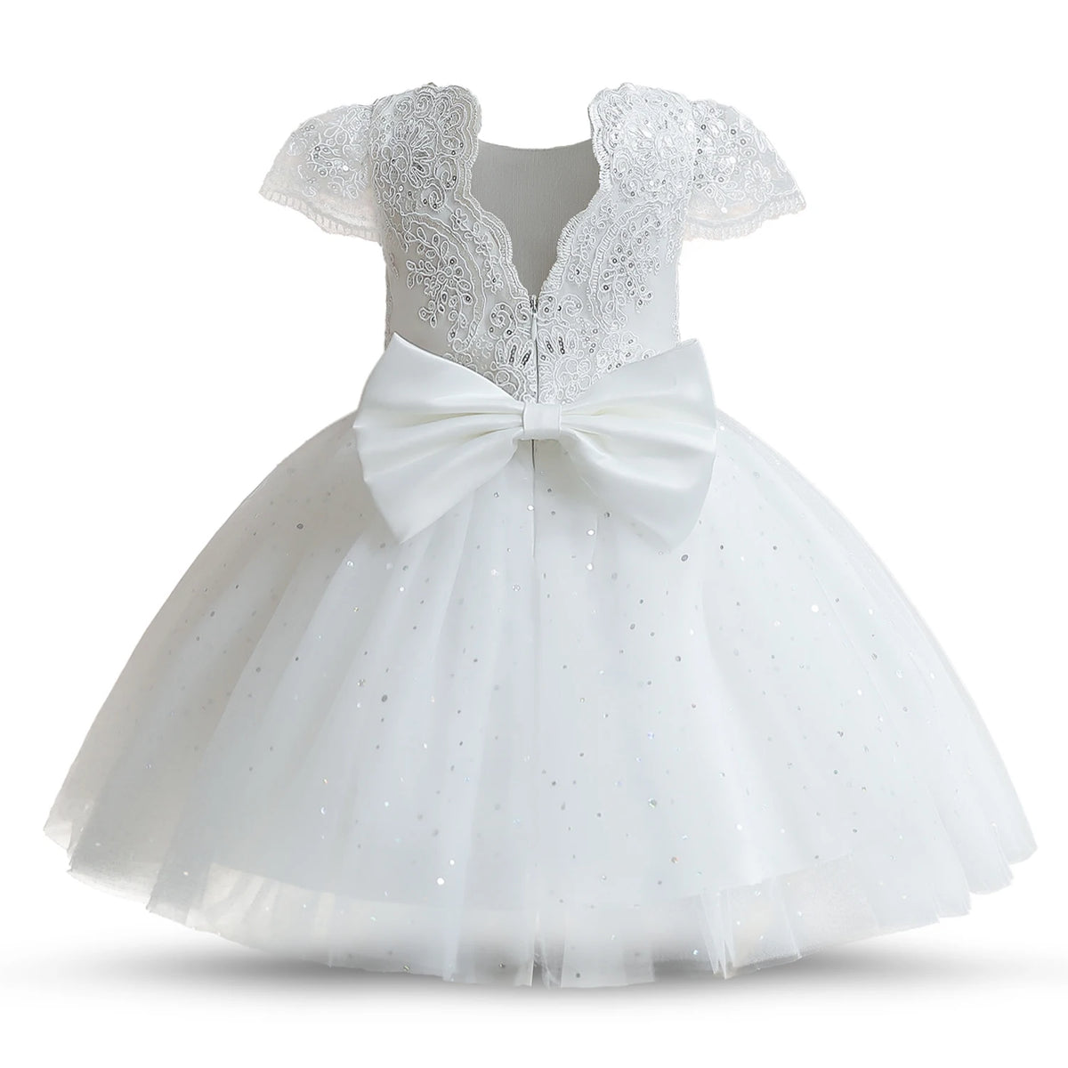 Cute Bow Princess Lace Tulle Short Dress For Girls  1-5 Year