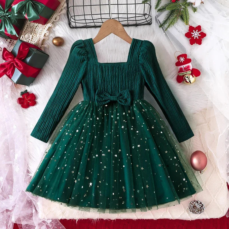Girls 3-8Y  Full Sleeve  Dress for Christmas & New Year