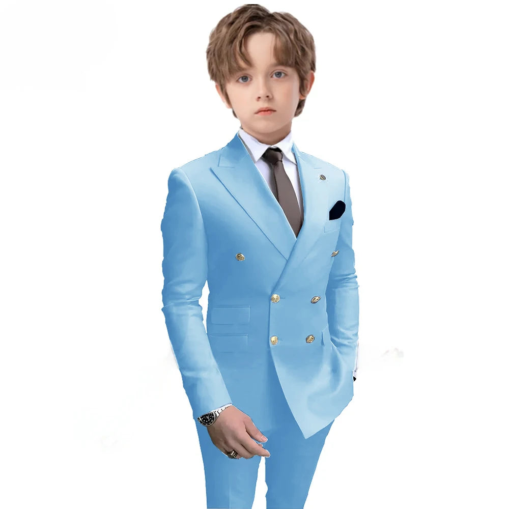Boys 2 Piece Suit Double Breasted Blazer for Kids