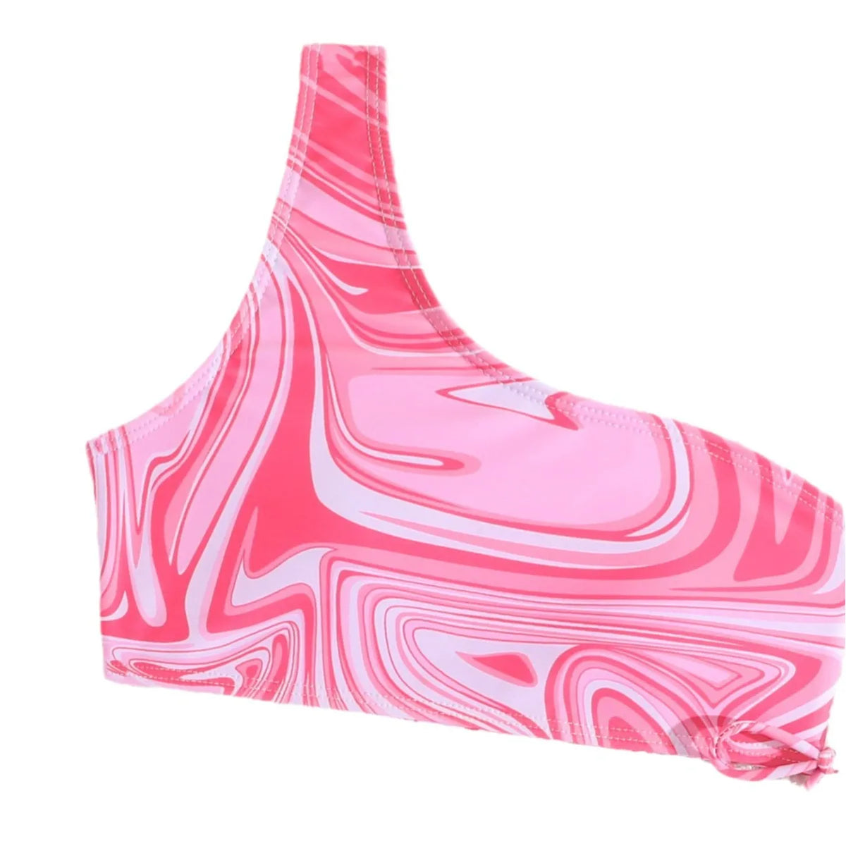 Girls 3pack Ripple Print One Shoulder High Waist Bikini Kids Swimsuit 7-12 Years Children's Swimwear