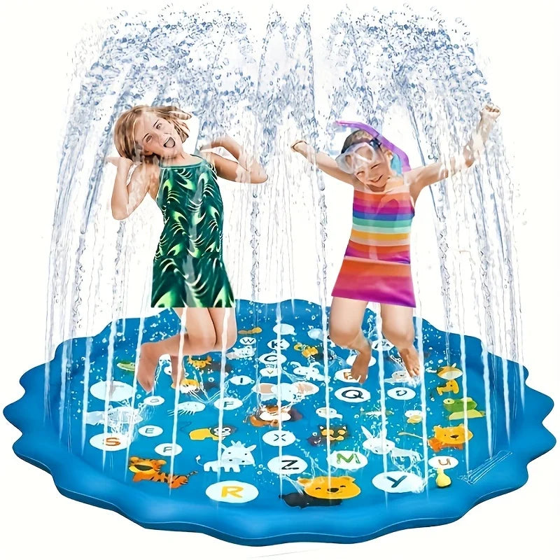 66.93 Inch Giant Luxury Splash Pad 3-in-1, Kids Sprinkler Pool Cartoon.