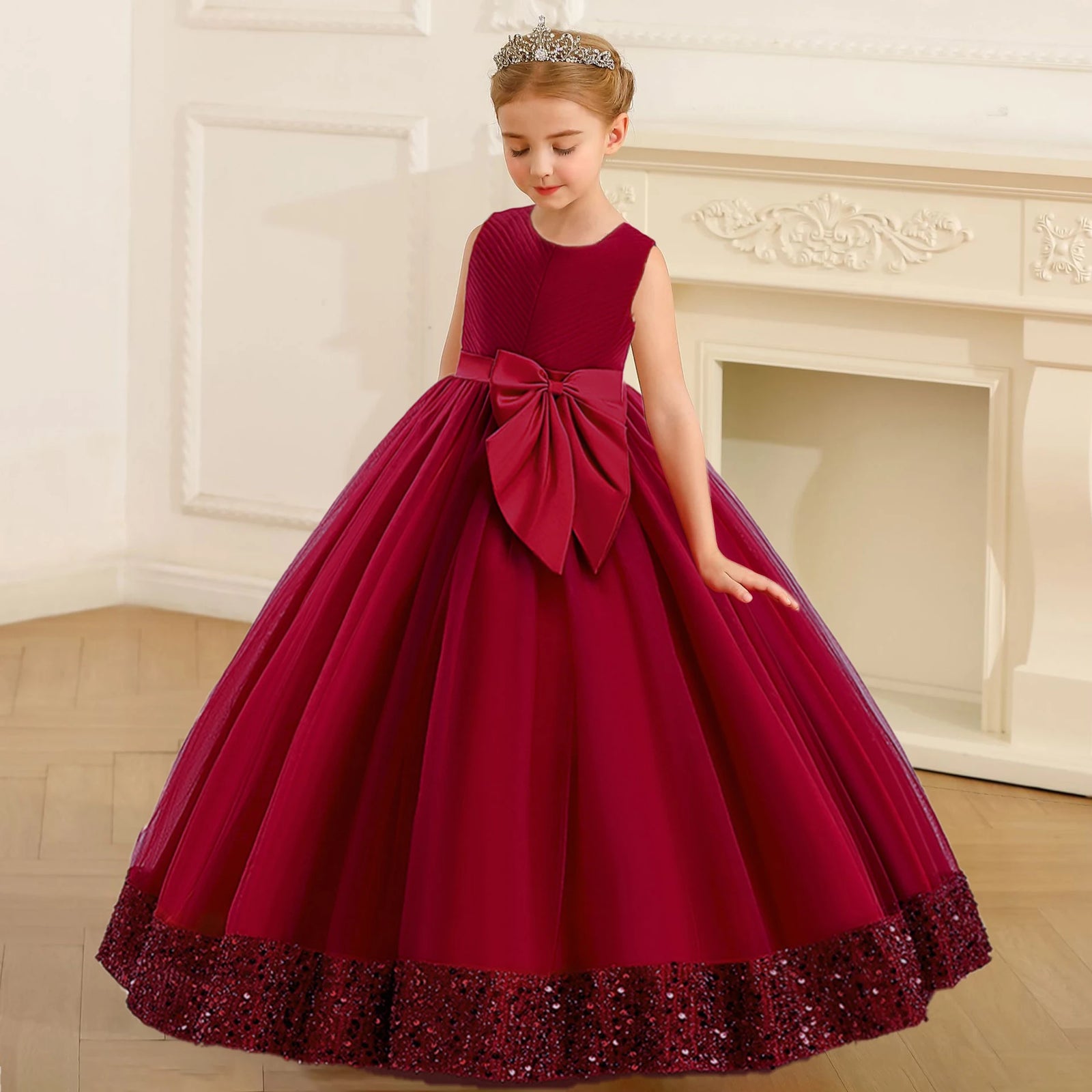 Girls Dress Elegant Bow  Party Dresses