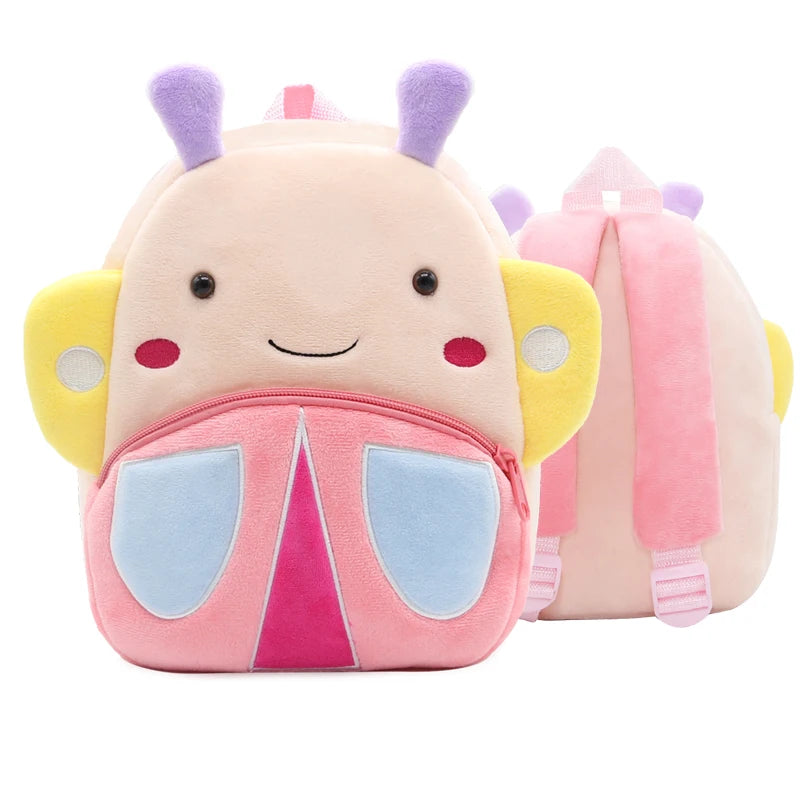 Cute Pink Butterfly Kids Plush Backpack