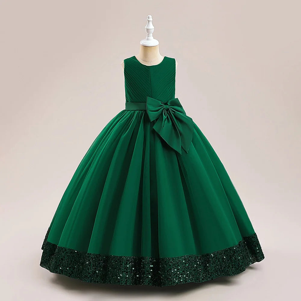 Girls Dress Elegant Bow  Party Dresses