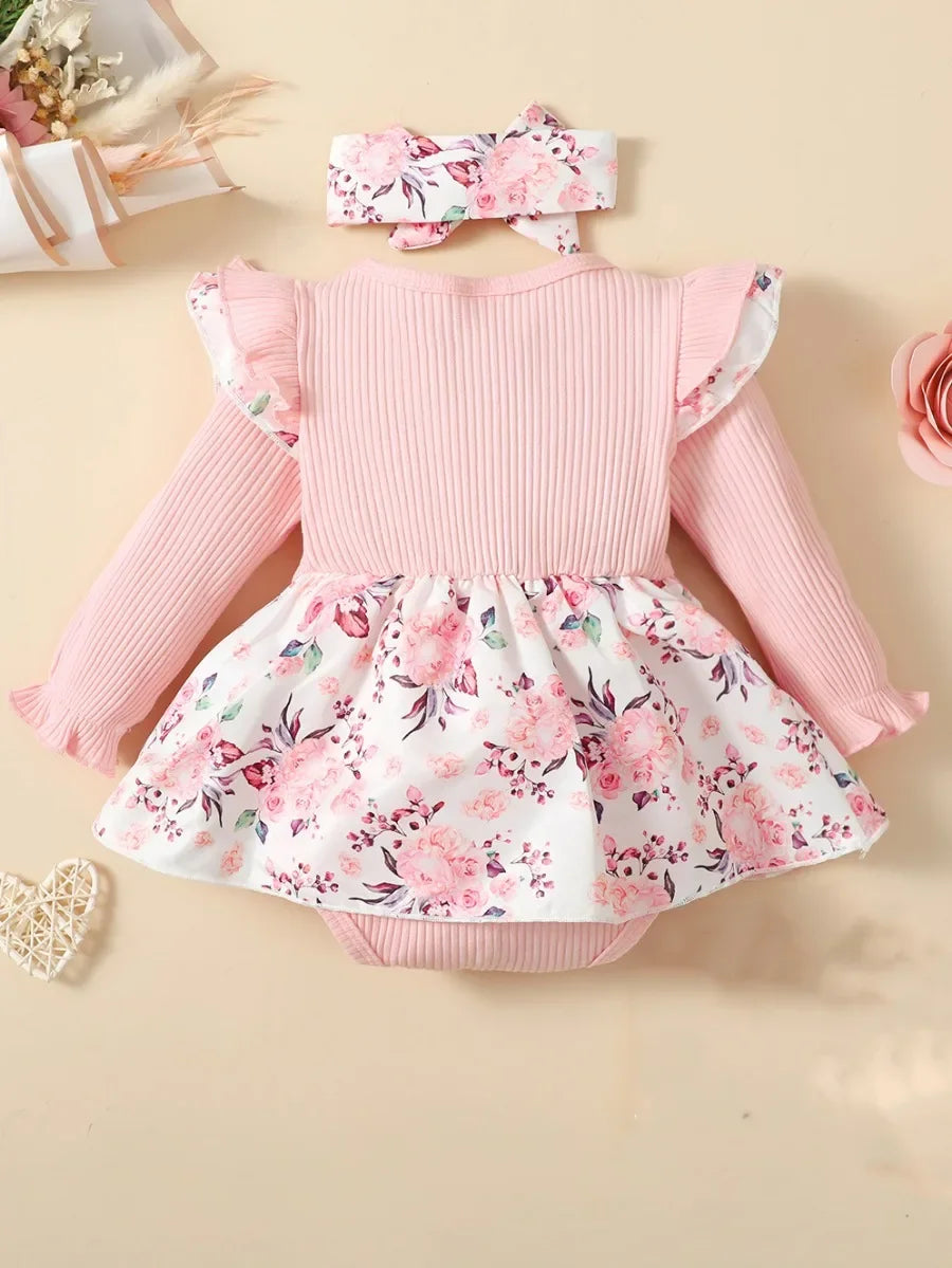 2PCS  Baby Girl Princess Romper Dress Long Sleeved  Girl 0-18 Months