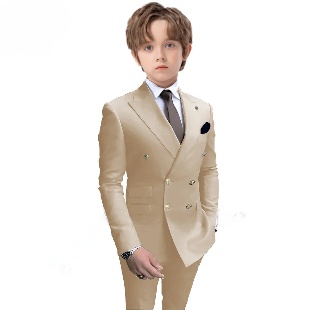 Boys 2 Piece Suit Double Breasted Blazer for Kids
