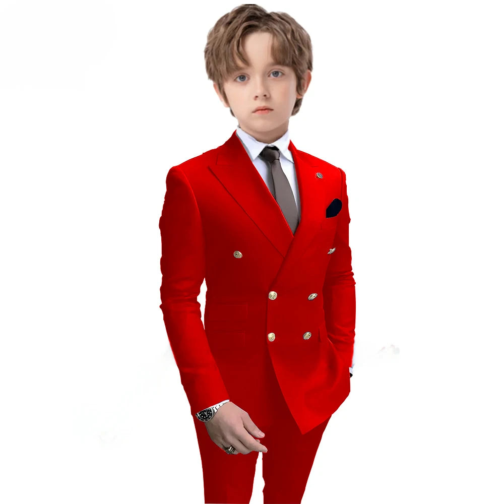 Boys 2 Piece Suit Double Breasted Blazer for Kids
