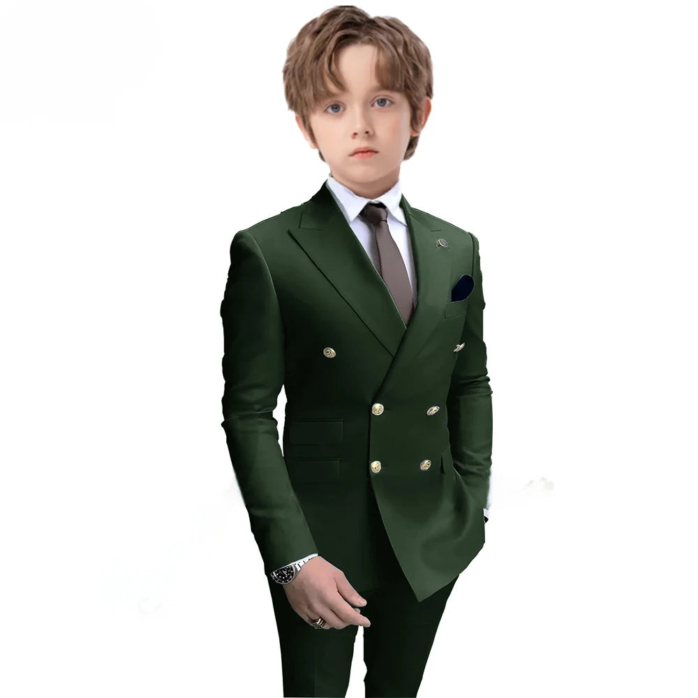 Boys 2 Piece Suit Double Breasted Blazer for Kids
