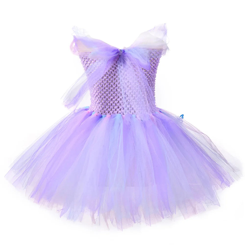 Girls Purple Butterfly Mesh Tutu Dresses  2-10T