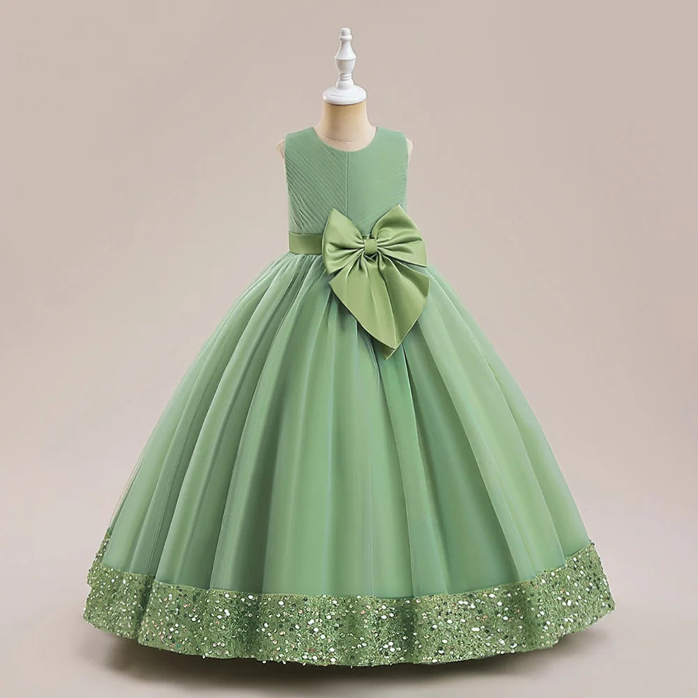 Girls Dress Elegant Bow  Party Dresses