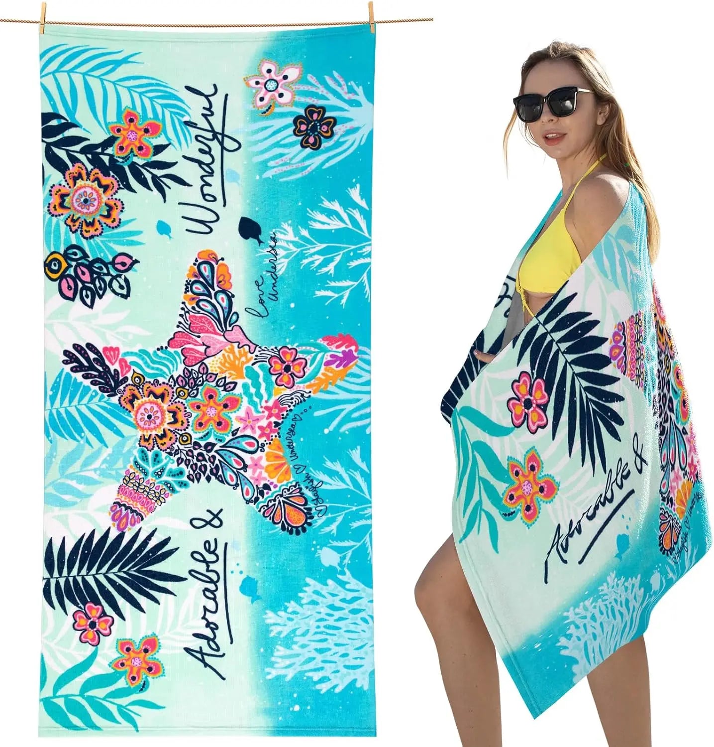 Sand Resistant Beach Towel -Quick Dry Microfiber Beach Towel