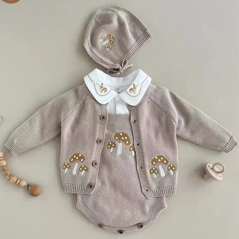 Knitted  Embroidery Mushroom Coats