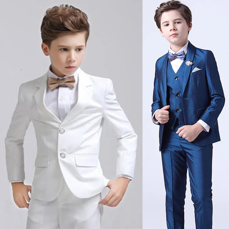 Boys White Blazer Vest Pants 3PCS Set