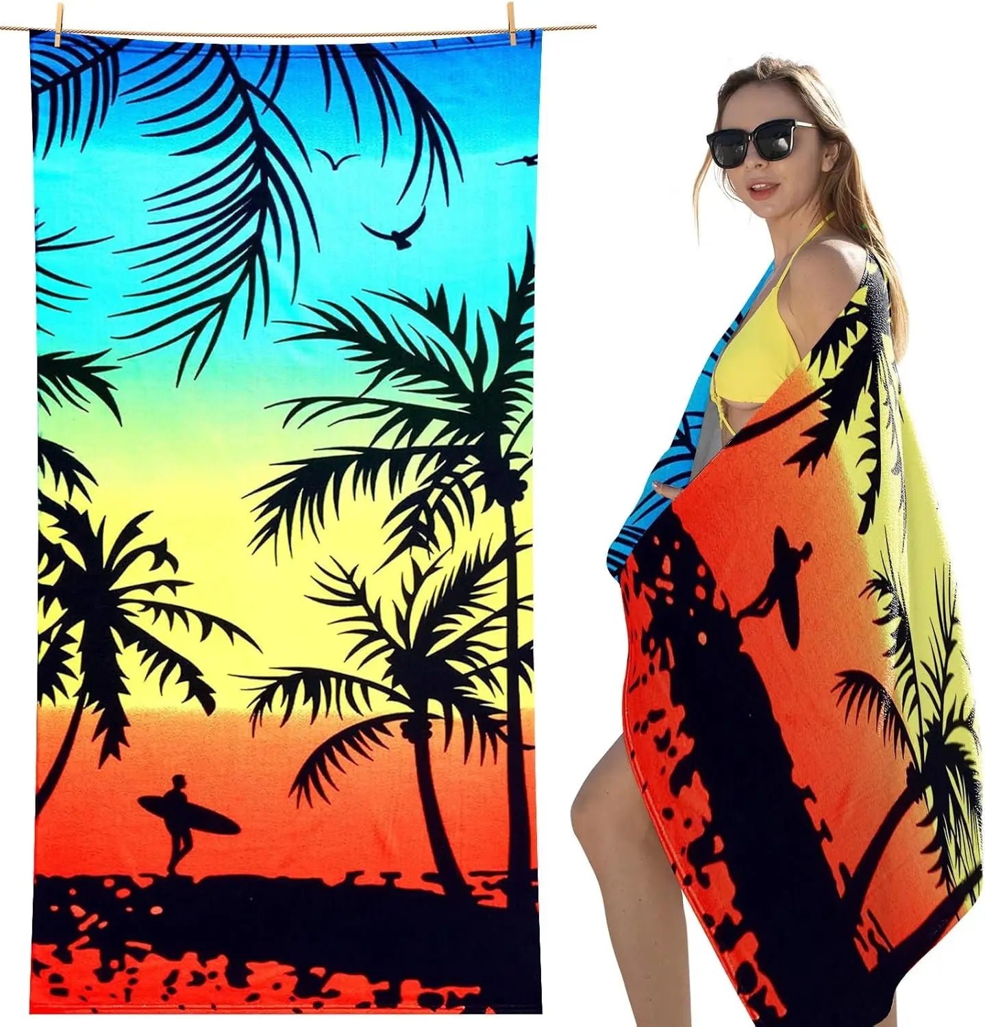 Sand Resistant Beach Towel -Quick Dry Microfiber Beach Towel