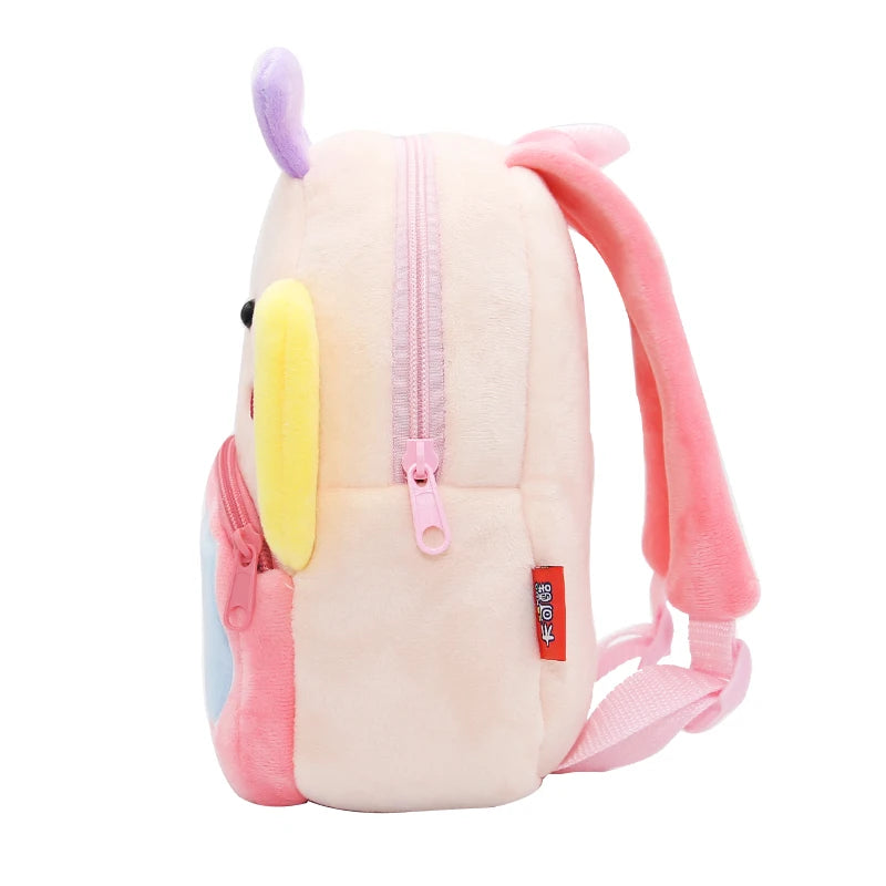Cute Pink Butterfly Kids Plush Backpack