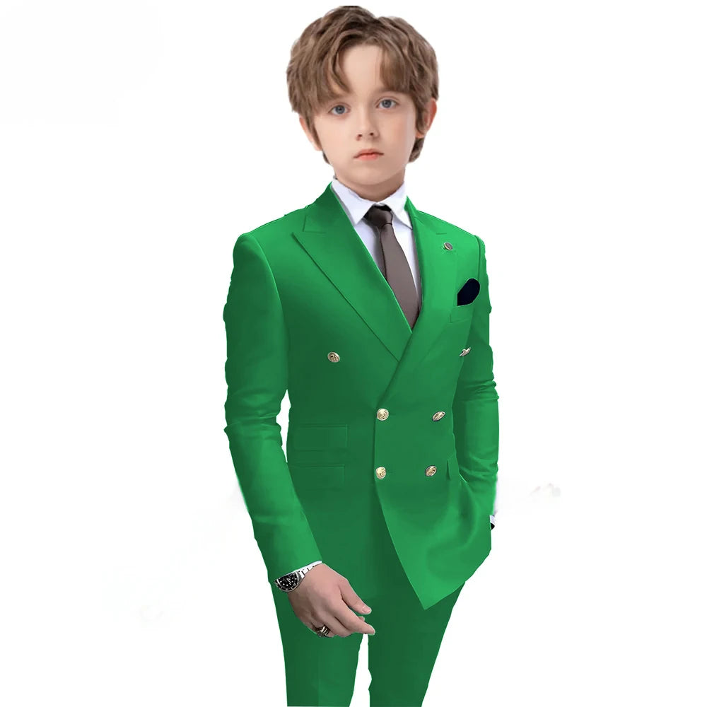 Boys 2 Piece Suit Double Breasted Blazer for Kids