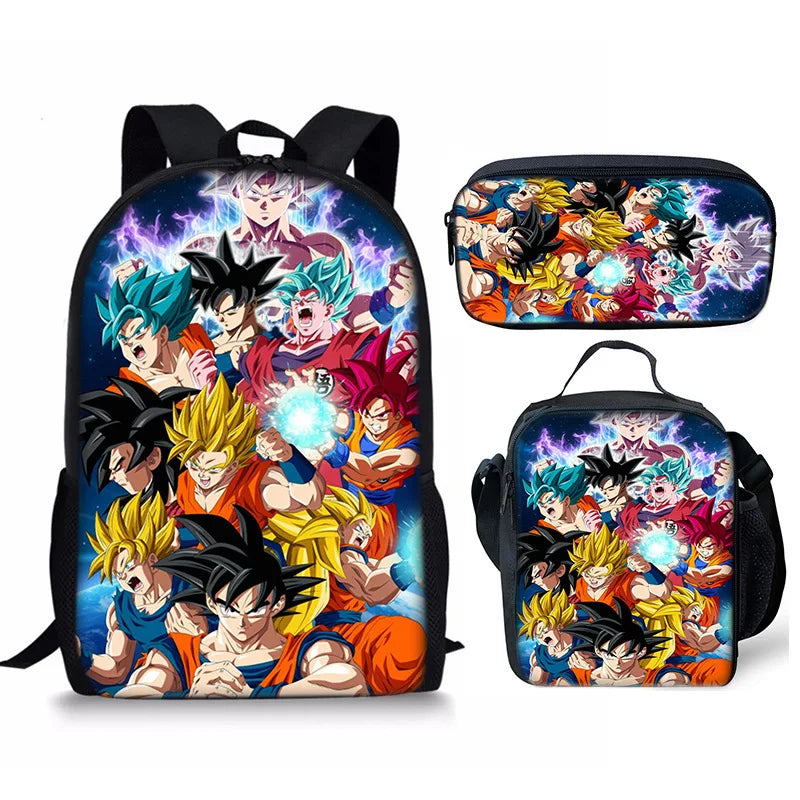 Anime Print Backpack Set