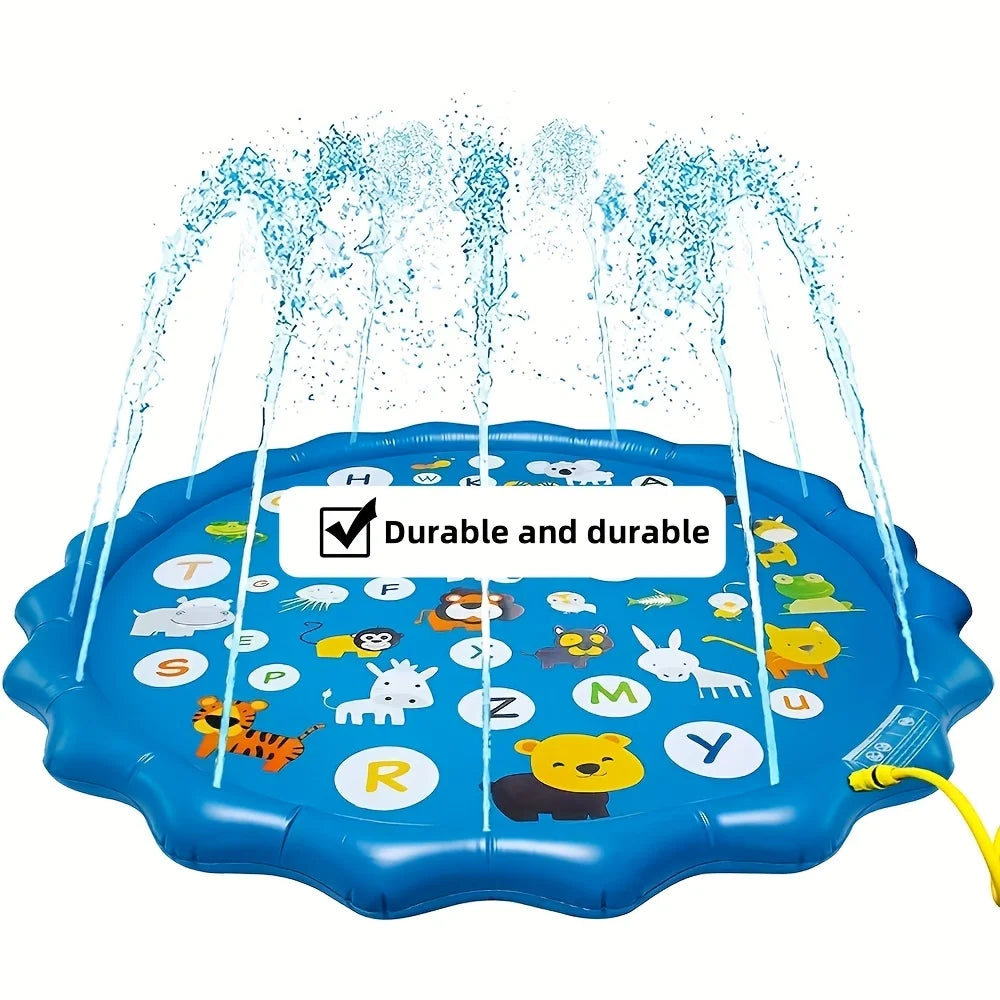66.93 Inch Giant Luxury Splash Pad 3-in-1, Kids Sprinkler Pool Cartoon.