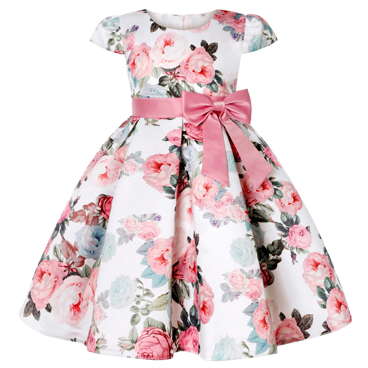 Girls Flower Striped Dress For Christmas Dress