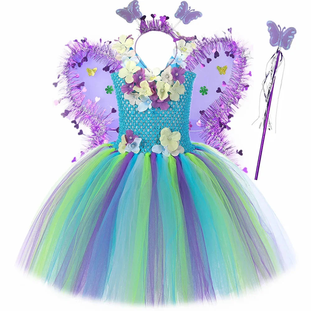 Flowers Fairy Costume for Girls Halloween and Birthday Party
