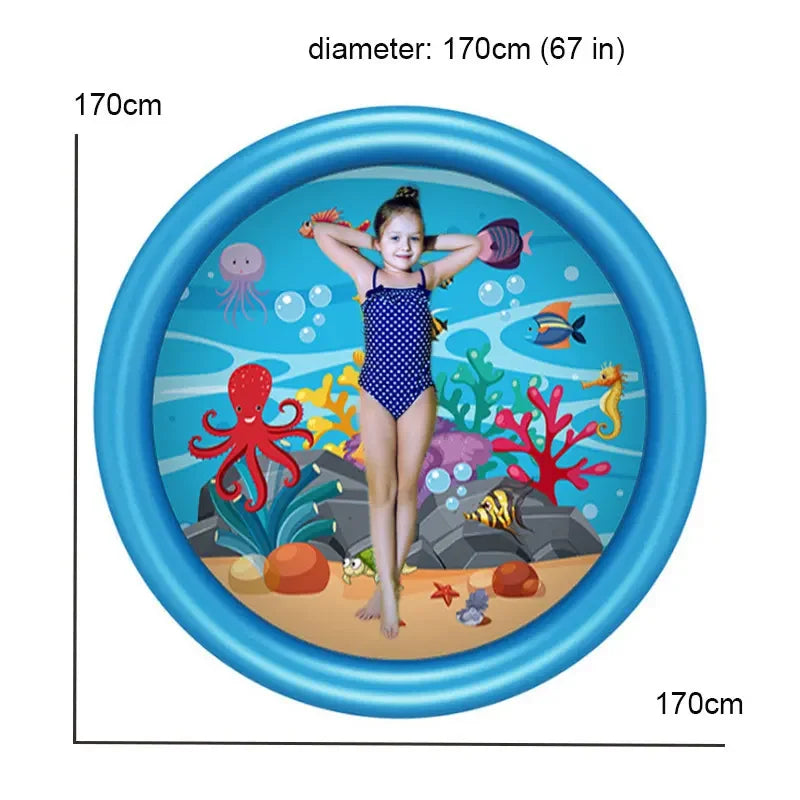 39in 67in Inflatable Spray Pool Splash Pad Outdoor Sprinkler for Kids