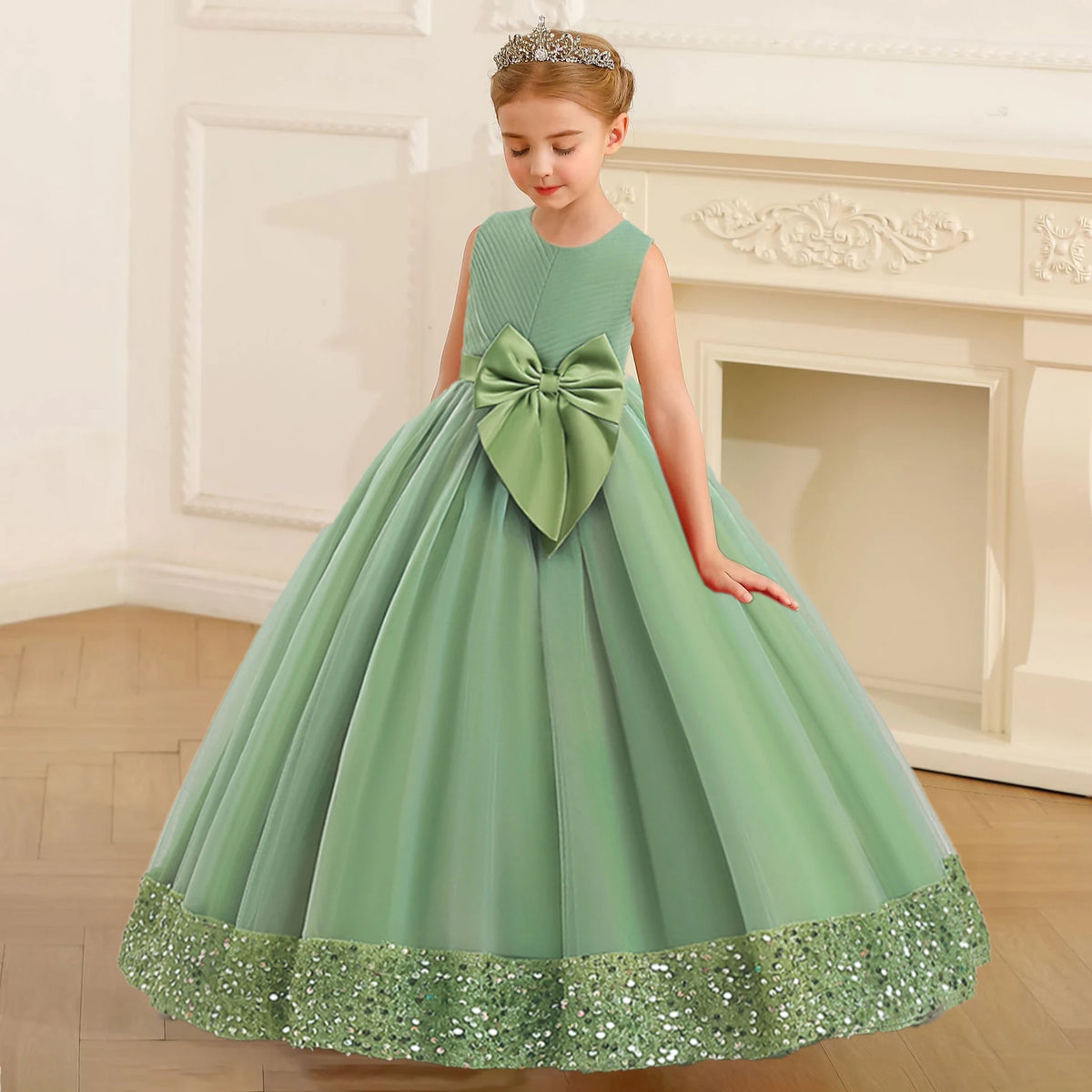 Girls Dress Elegant Bow  Party Dresses