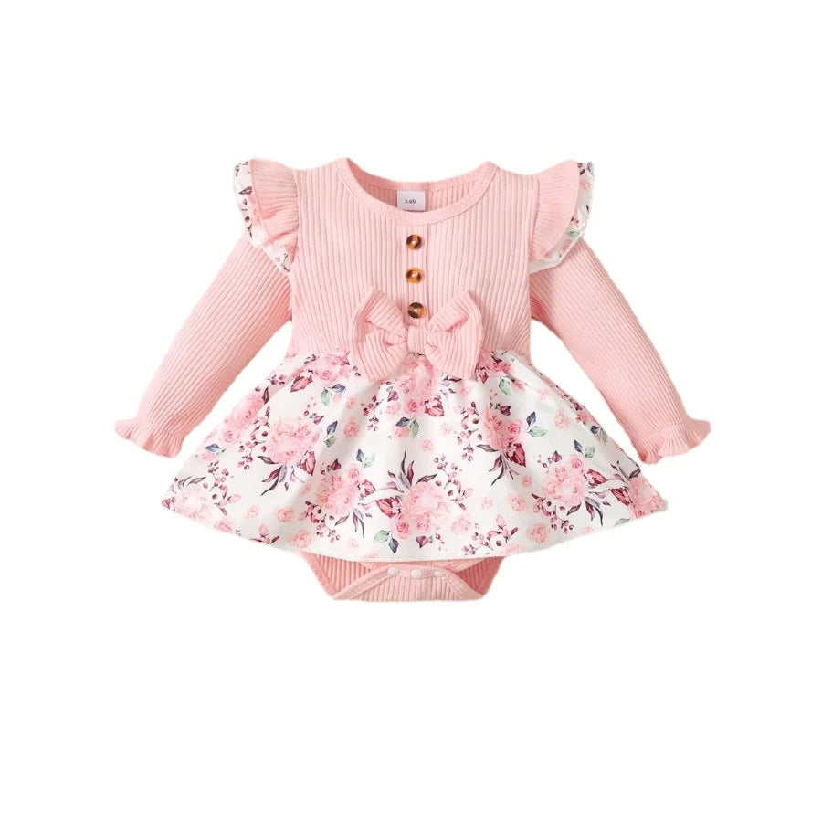 2PCS  Baby Girl Princess Romper Dress Long Sleeved  Girl 0-18 Months