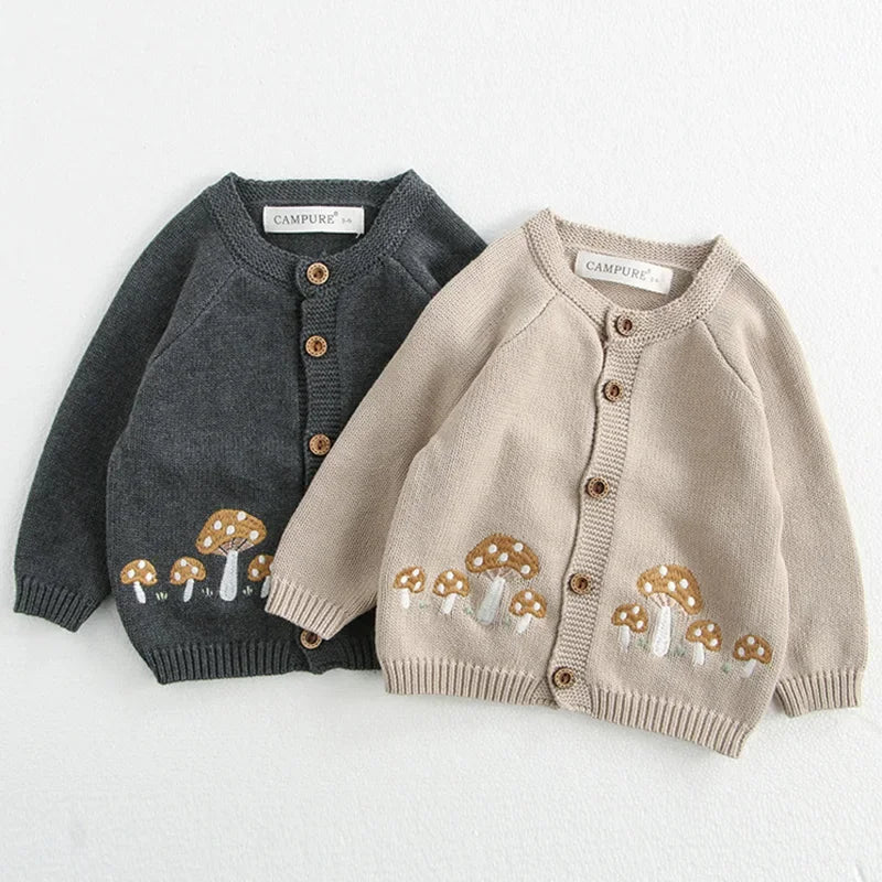 Knitted  Embroidery Mushroom Coats