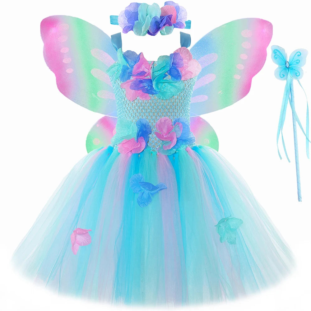 Turquoise Flower Fairy Costumes for Girls