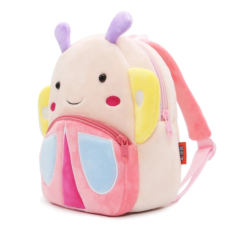Cute Pink Butterfly Kids Plush Backpack