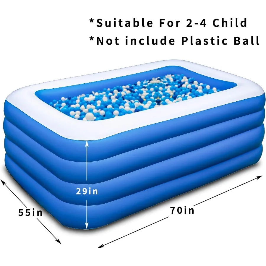 Inflatable Swimming Pool 70x55x29 inch Inflatable Family Swimming Pool
