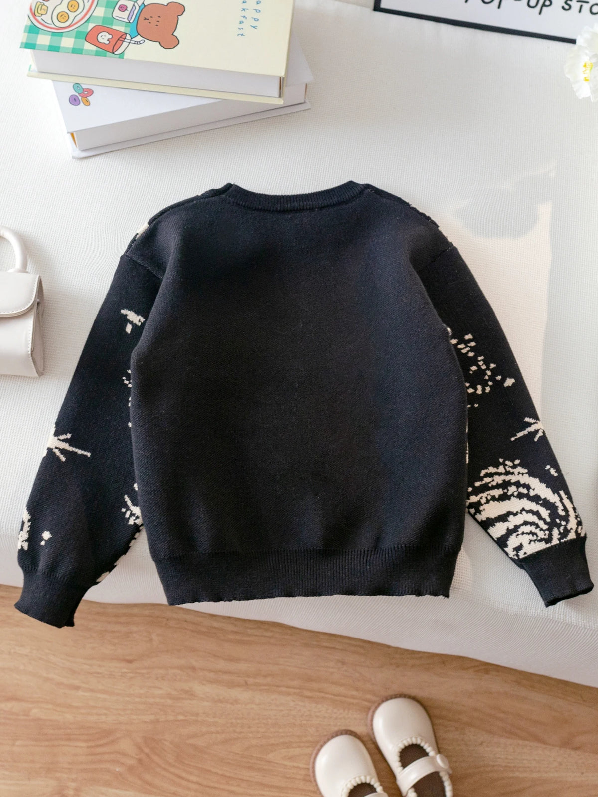 Boys' style vortex star pattern sweater