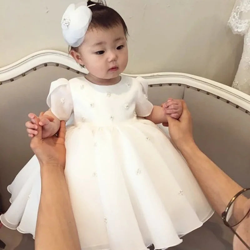 White Round Neck Princess Dress