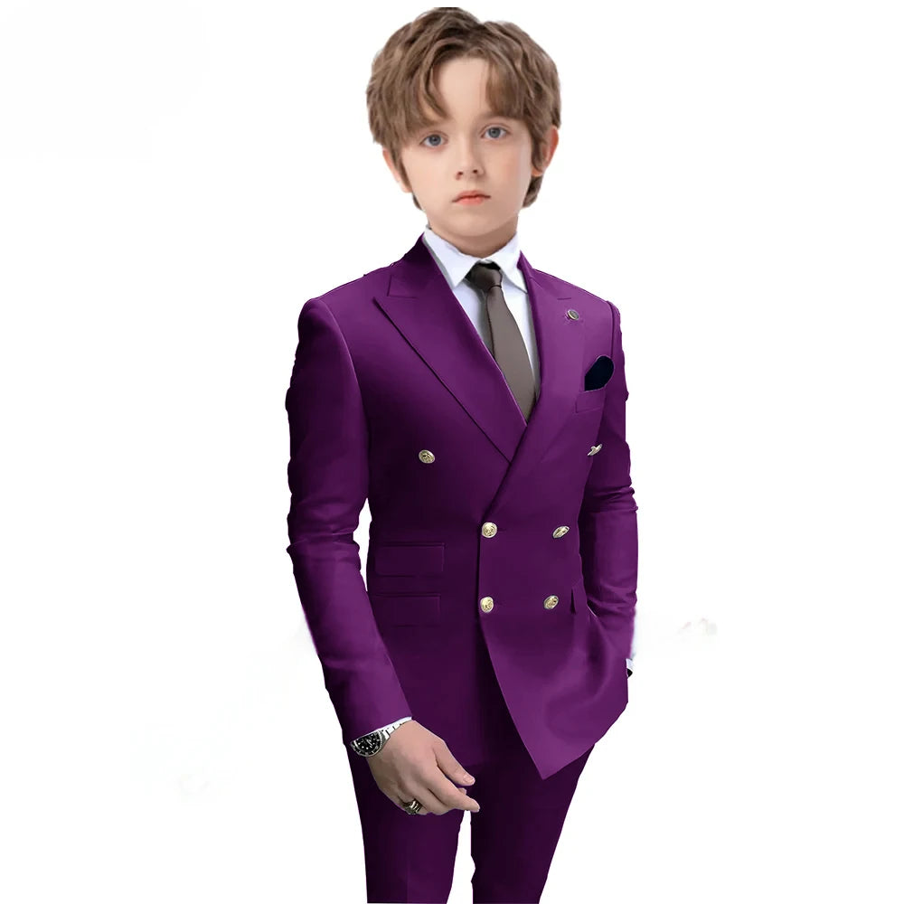Boys 2 Piece Suit Double Breasted Blazer for Kids