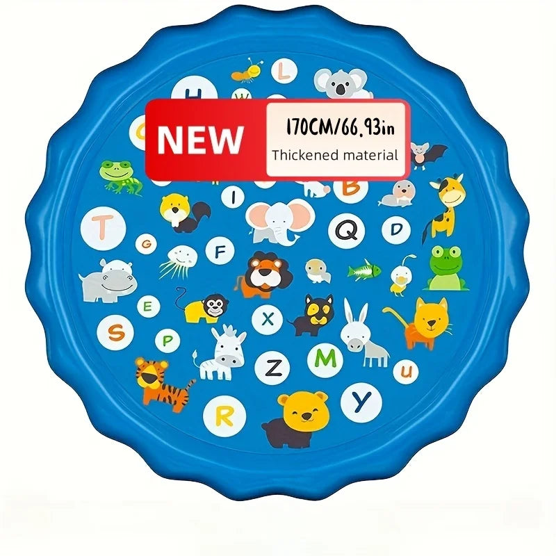 66.93 Inch Giant Luxury Splash Pad 3-in-1, Kids Sprinkler Pool Cartoon.