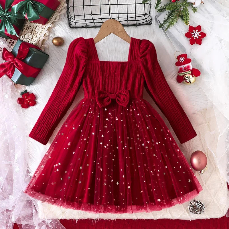 Girls 3-8Y  Full Sleeve  Dress for Christmas & New Year