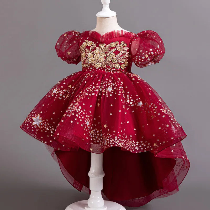 Girls Short Sleeve Lace Flower Girl Dresses