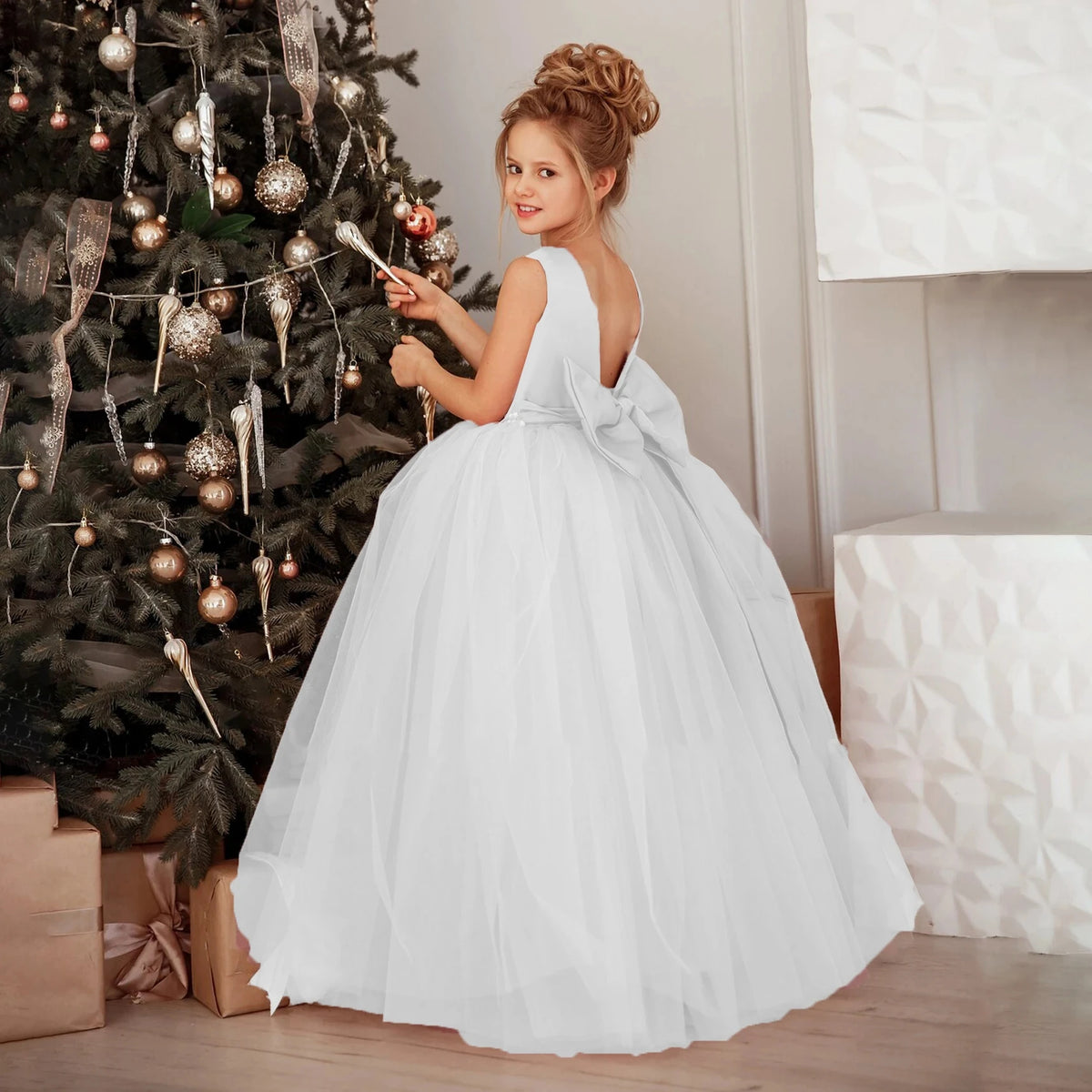 Big Bow Lace  Dress for Girls